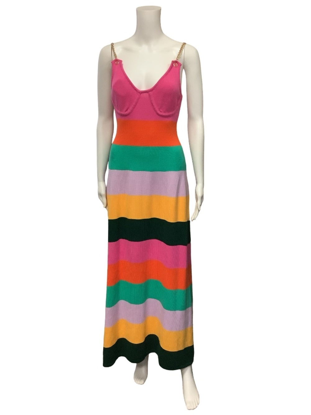 Olivia Rubin Sloanne Long Stripe Pattern Knit Dress Size: M